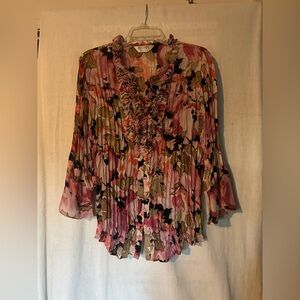 Allison Taylor Multicolor Floral Ruffle Blouse